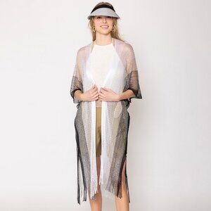 Two Tone Lurex Kimono Poncho
